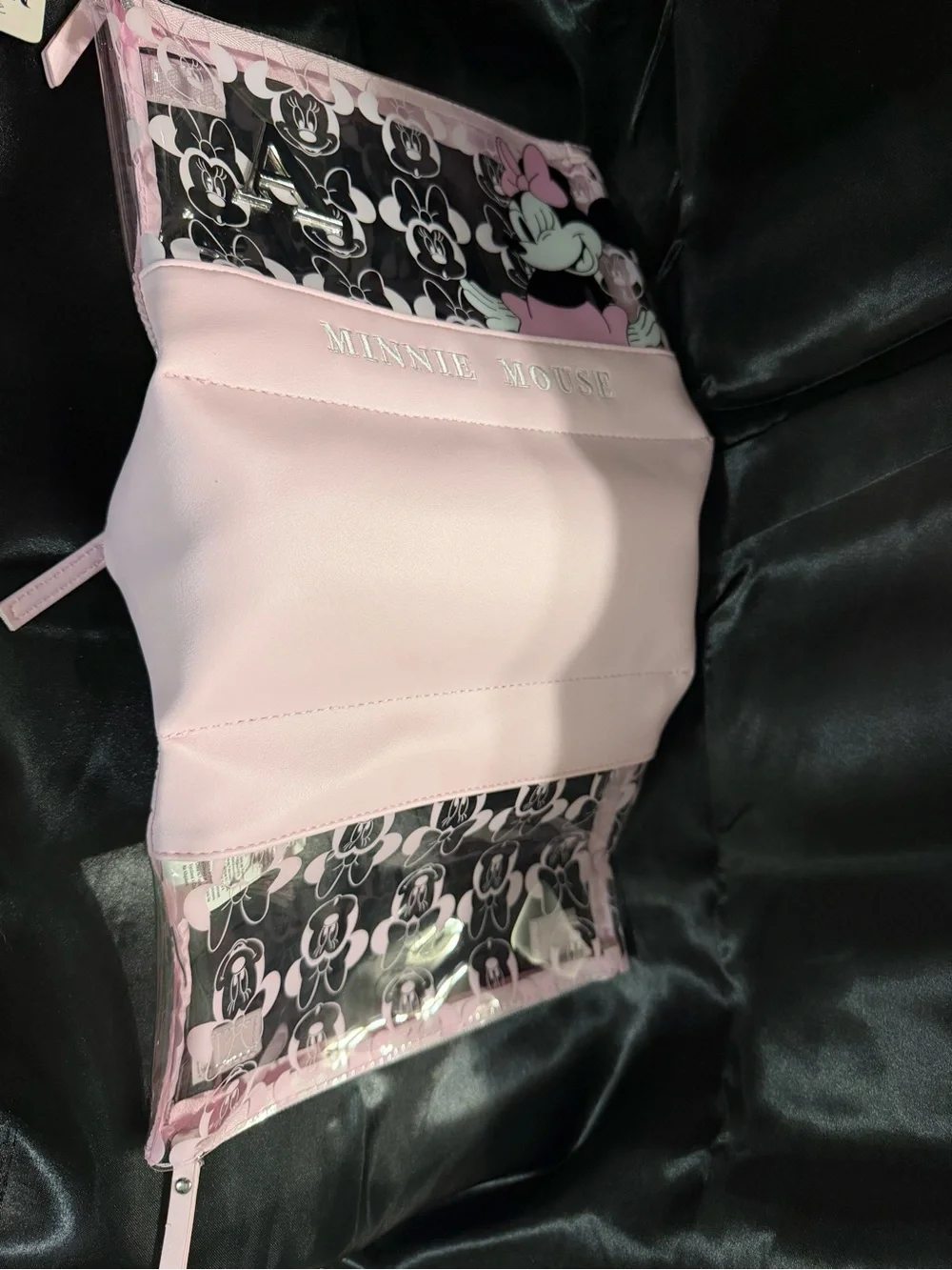 Minnie Mouse Pink Clear Cosmetic Bag tri-fold